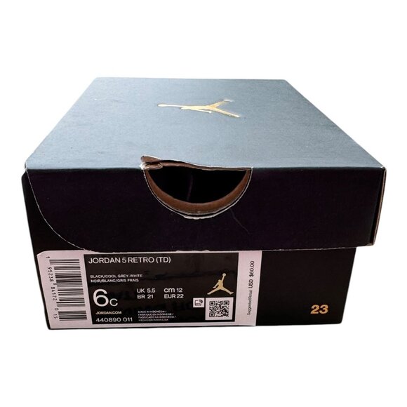 Air Jordan 5 Retro TD 6C Toddler High-Top Sneakers Moonlight Oreo Blk 440890 011 - Picture 7 of 7